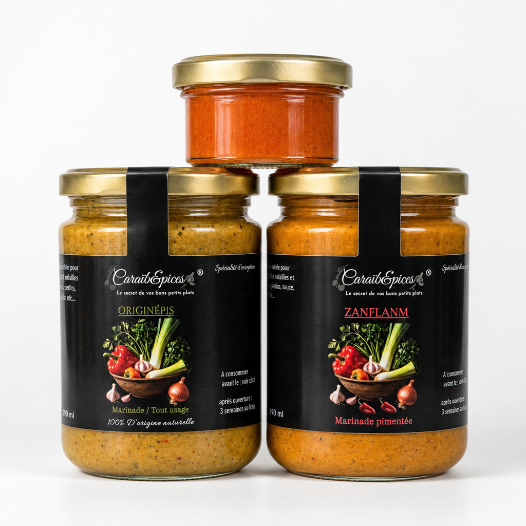 Pack Marinades Créoles – Originépis, Zanflanm & Pâte de Piment