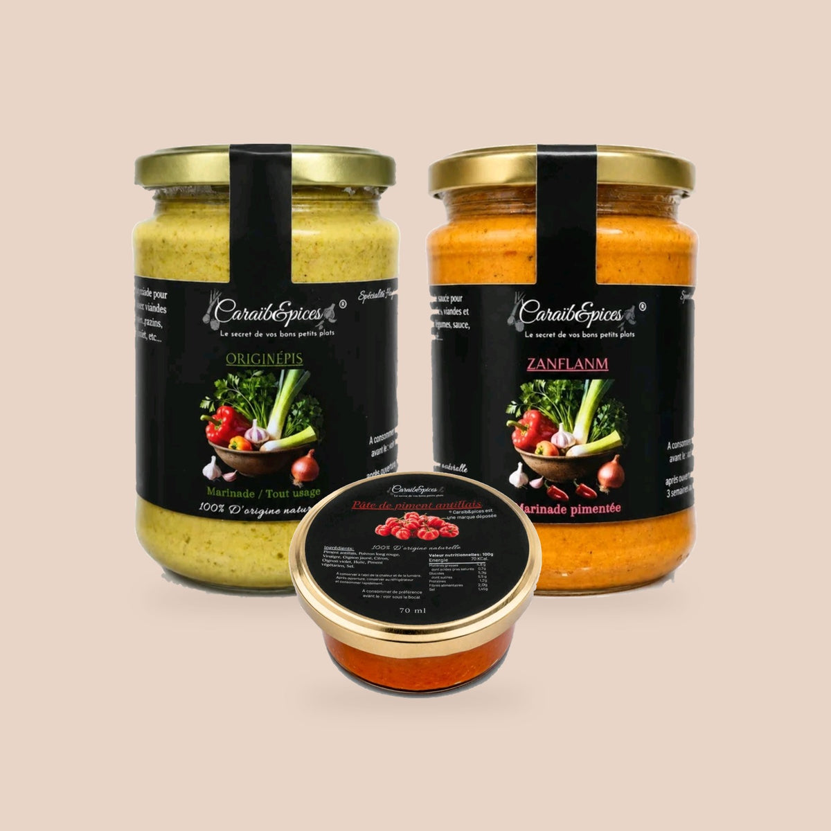 Pack Marinades Créoles – Originépis, Zanflanm & Pâte de Piment